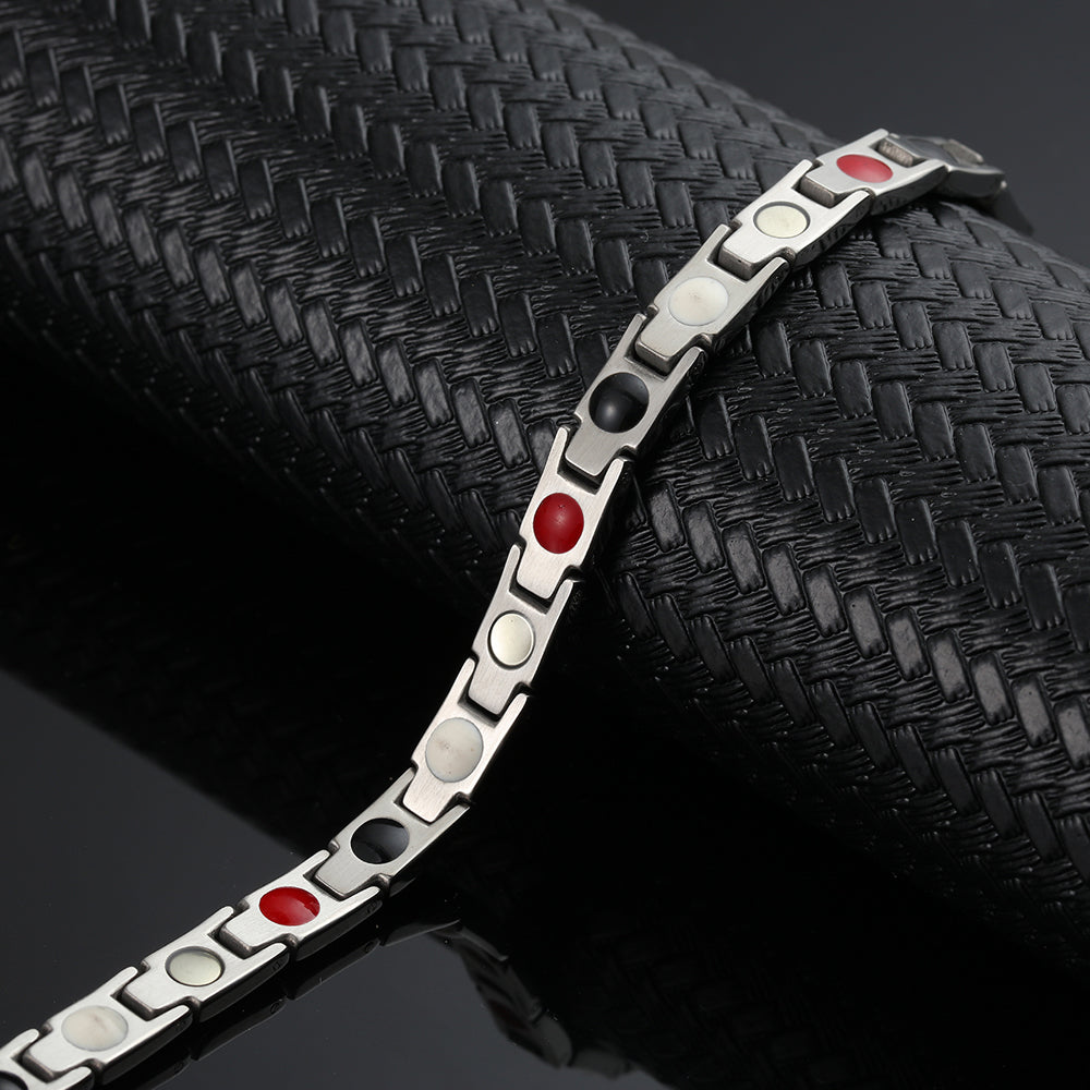 Stainless Steel Energy Bracelet 4-in-1. 2 Colors available. Model B001W
