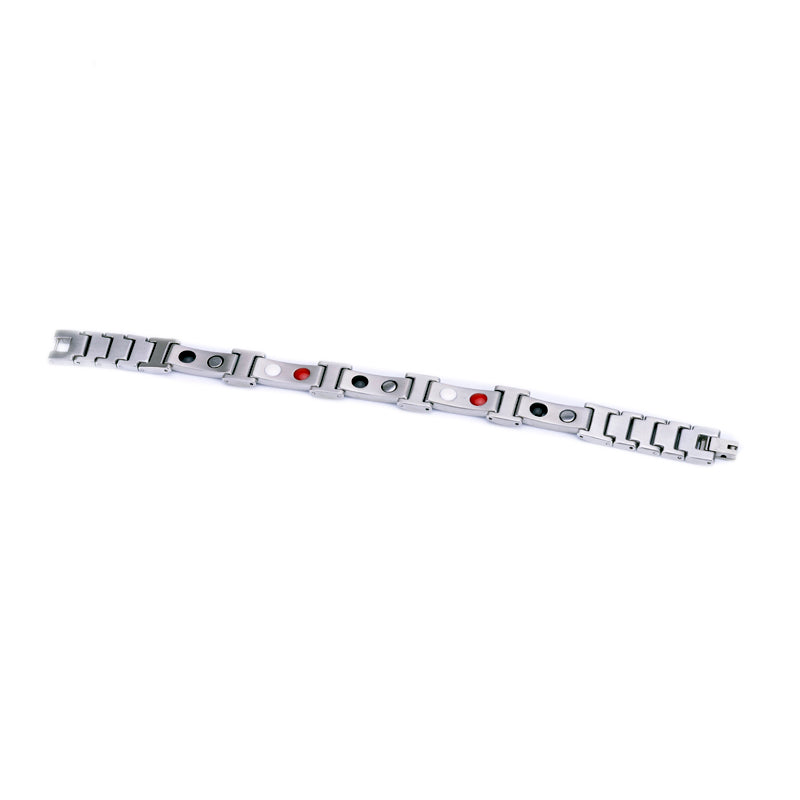 Stainless Steel Energy Bracelet 4-in-1. Silver/Blue Color. Model SY368N