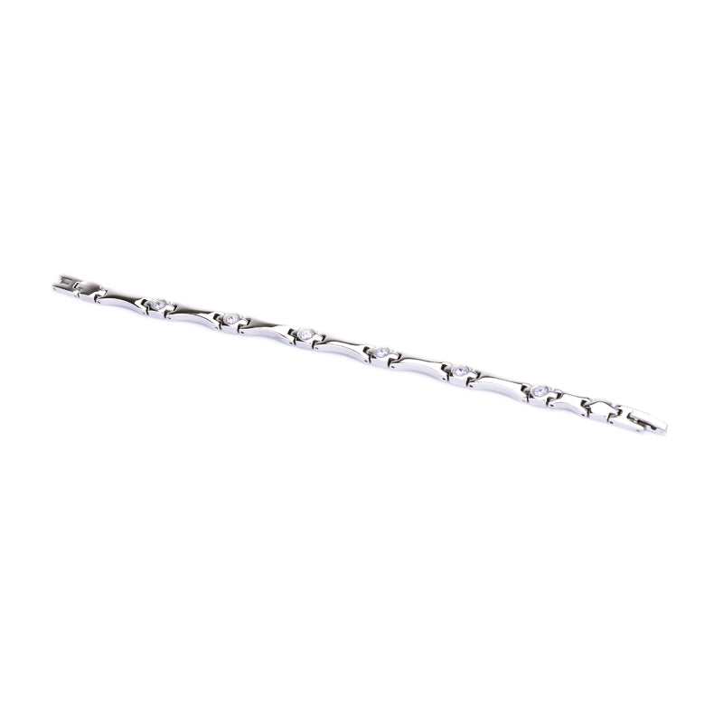 Stainless Steel Energy Bracelet 4-in-1 with Crystals. Silver color. Model SY385BZ