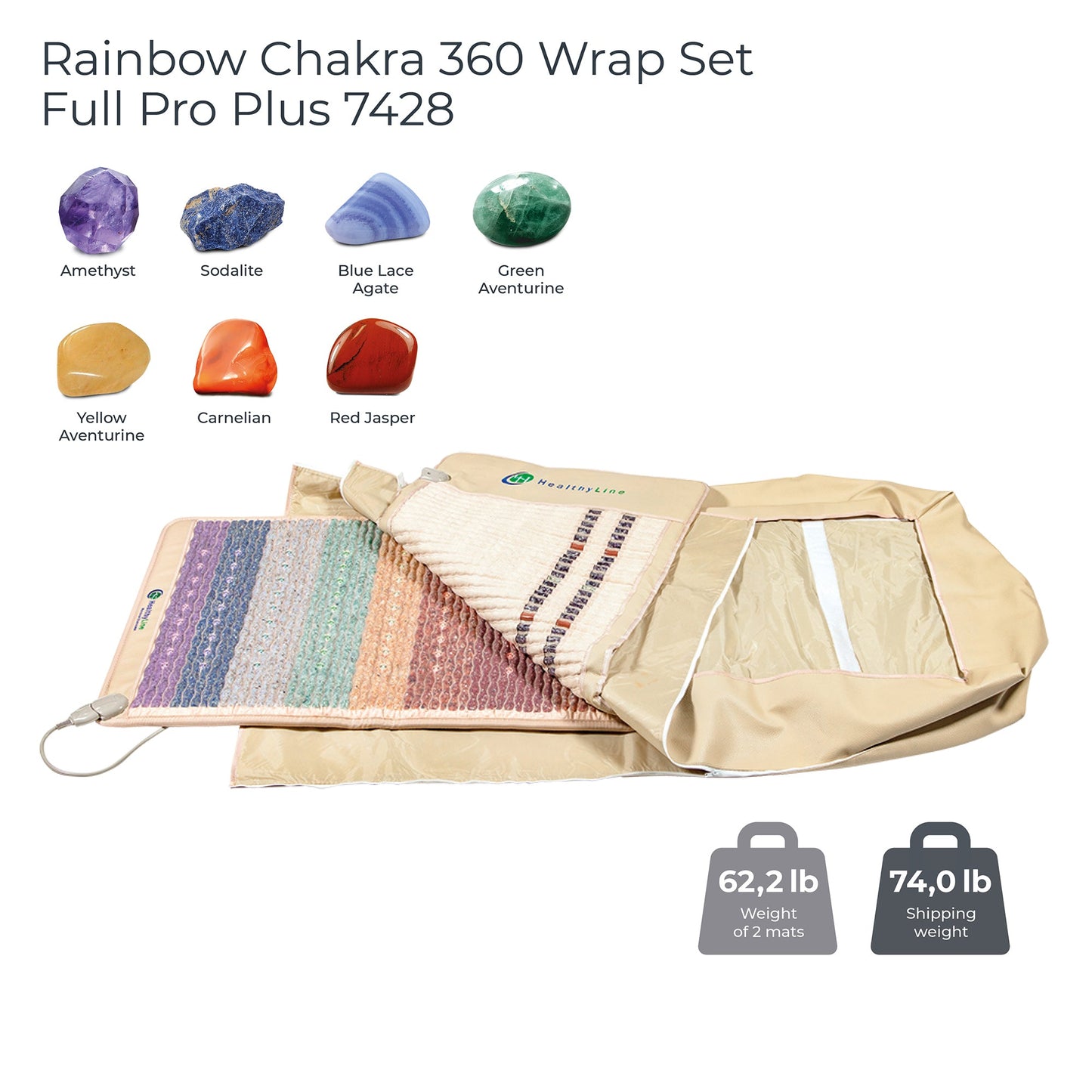 [Variant] Rainbow Chakra Wrap / Rainbow Chakra 360 Wrap Set Mat 74” x 28”