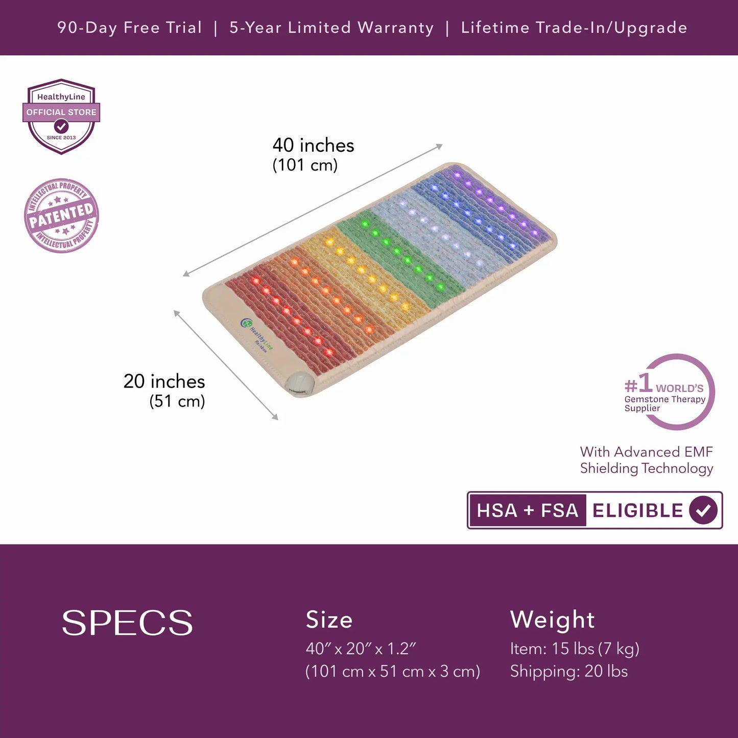 [Variant] The Rainbow Chakra Series / Rainbow Mat™ 40" x 20" 3rd edition