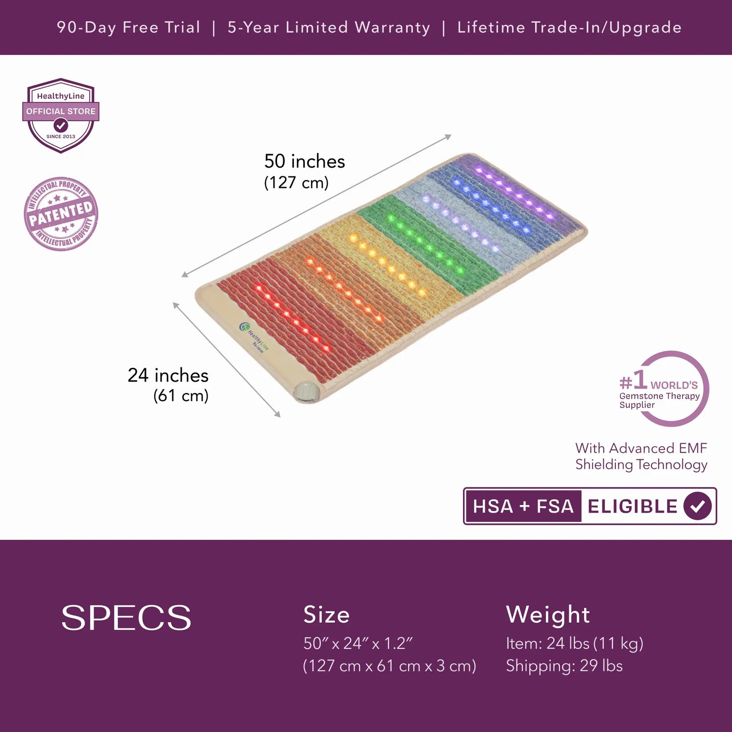 [Variant] The Rainbow Chakra Series / Rainbow Mat™ 50" x 24" 3rd edition