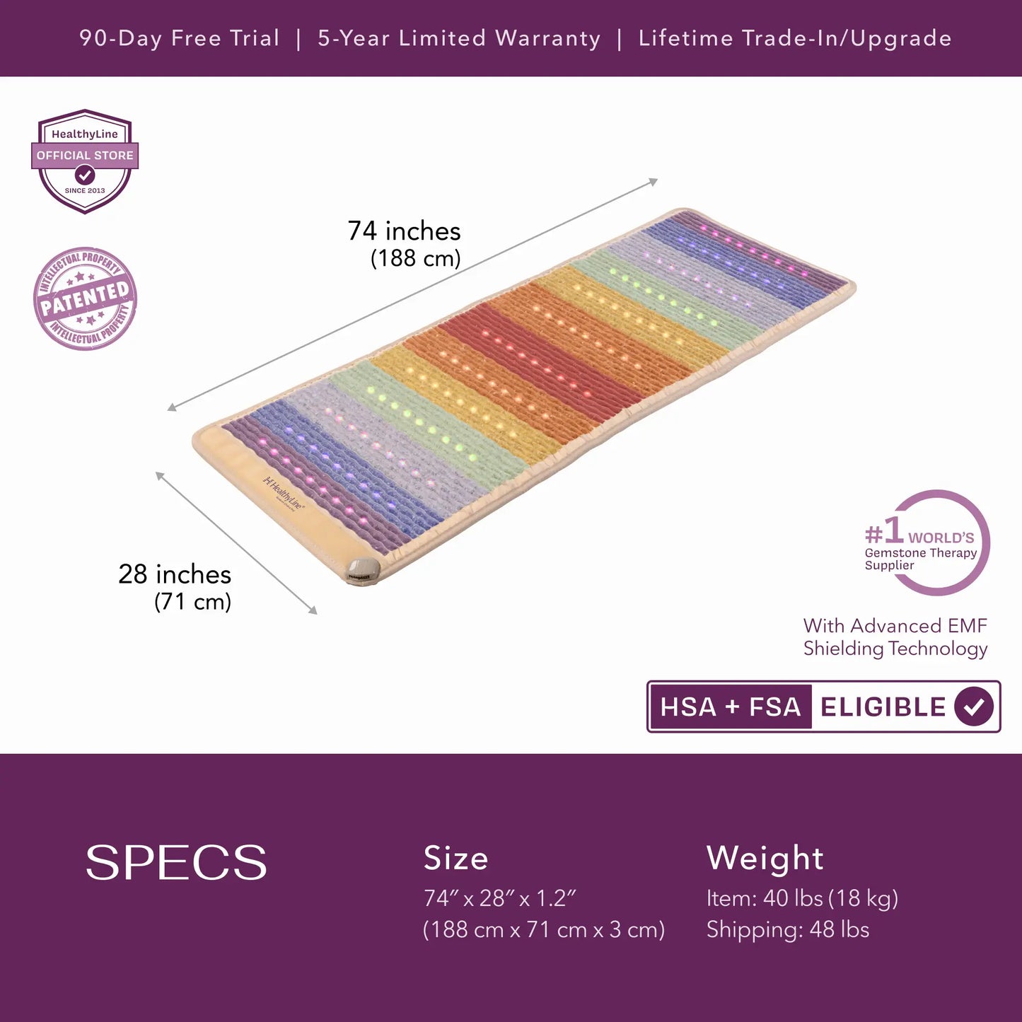 [Variant] The Rainbow Chakra Series / Rainbow Mat™ 74" x 28" 4th edition